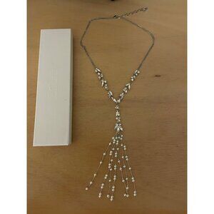 New Women’s Silver with Faux Diamonds 💎 & Pearls Necklace/Choker with Gift box